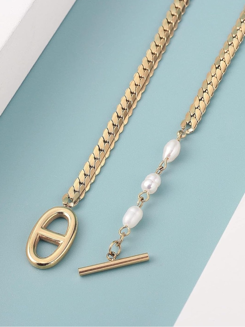 Minimalist Gold Pearl Chain Choker Necklace | Elegant Quiet Luxury Necklace - Picture 5 of 6